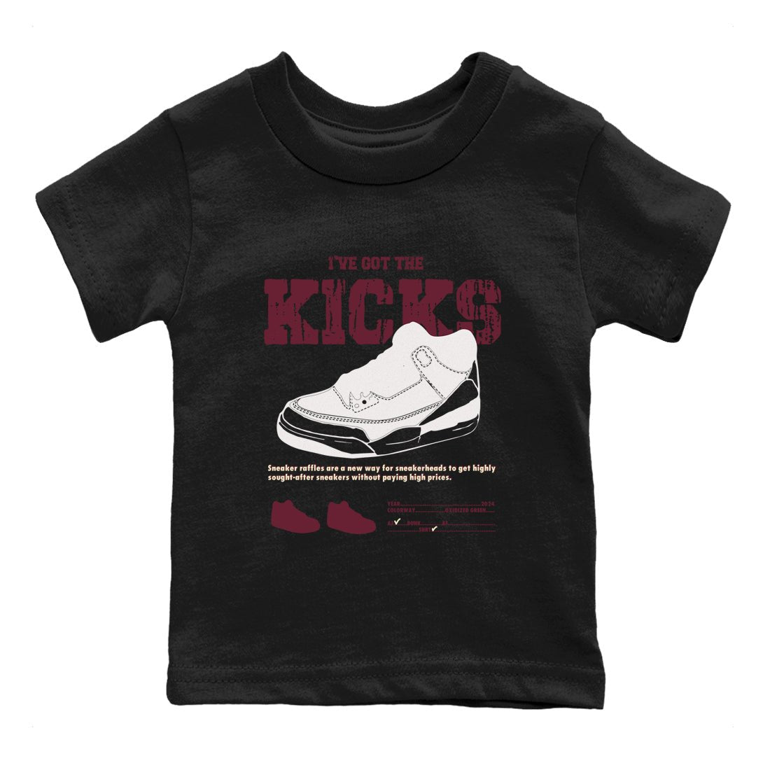 AJ3 A Ma Maniere x Burgundy Crush shirts to match jordans I've Got The Kicks sneaker match tees A Ma Maniére x Air Jordan 3 "Burgundy Crush" SNRT Sneaker Tees streetwear brand Baby and Youth Black 2 cotton tee