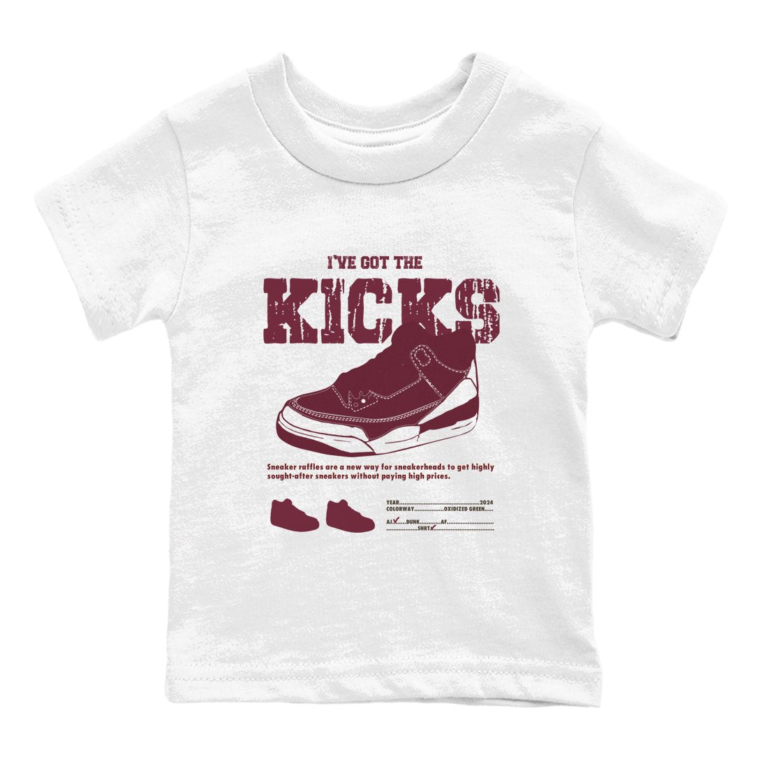 AJ3 A Ma Maniere x Burgundy Crush shirts to match jordans I've Got The Kicks sneaker match tees A Ma Maniére x Air Jordan 3 "Burgundy Crush" SNRT Sneaker Tees streetwear brand Baby and Youth White 2 cotton tee
