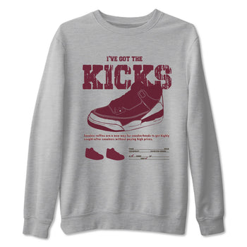 AJ3 A Ma Maniere x Burgundy Crush shirts to match jordans I've Got The Kicks sneaker match tees A Ma Maniére x Air Jordan 3 "Burgundy Crush" SNRT Sneaker Tees streetwear brand Heather Grey 2 unisex cotton tee