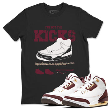 AJ3 A Ma Maniere x Burgundy Crush shirts to match jordans I've Got The Kicks sneaker match tees A Ma Maniére x Air Jordan 3 "Burgundy Crush" SNRT Sneaker Tees streetwear brand Black 1 unisex cotton tee