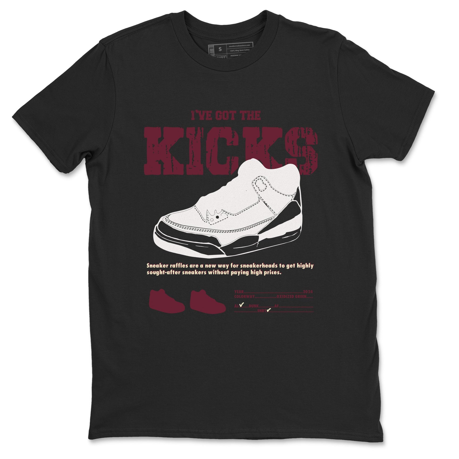 AJ3 A Ma Maniere x Burgundy Crush shirts to match jordans I've Got The Kicks sneaker match tees A Ma Maniére x Air Jordan 3 "Burgundy Crush" SNRT Sneaker Tees streetwear brand Black 2 unisex cotton tee