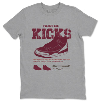 AJ3 A Ma Maniere x Burgundy Crush shirts to match jordans I've Got The Kicks sneaker match tees A Ma Maniére x Air Jordan 3 "Burgundy Crush" SNRT Sneaker Tees streetwear brand Heather Grey 2 unisex cotton tee