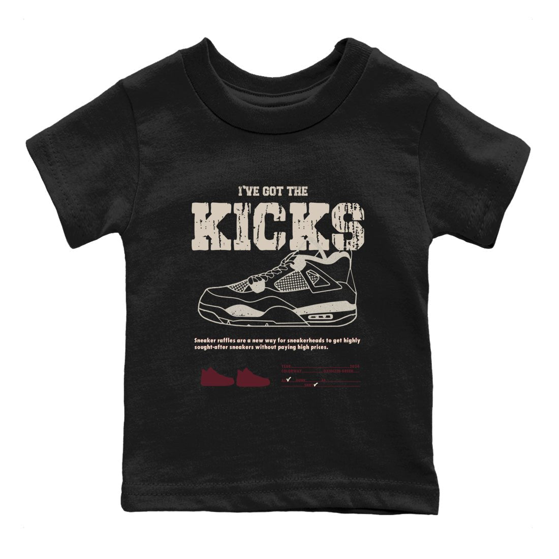 4s A Ma Maniere x Fossil Stone shirts to match jordans I've Got The Kicks sneaker match tees 4s A Ma Maniere x Fossil Stone match shoes to clothes SNRT Sneaker Tees Youth Baby Black 2 tee