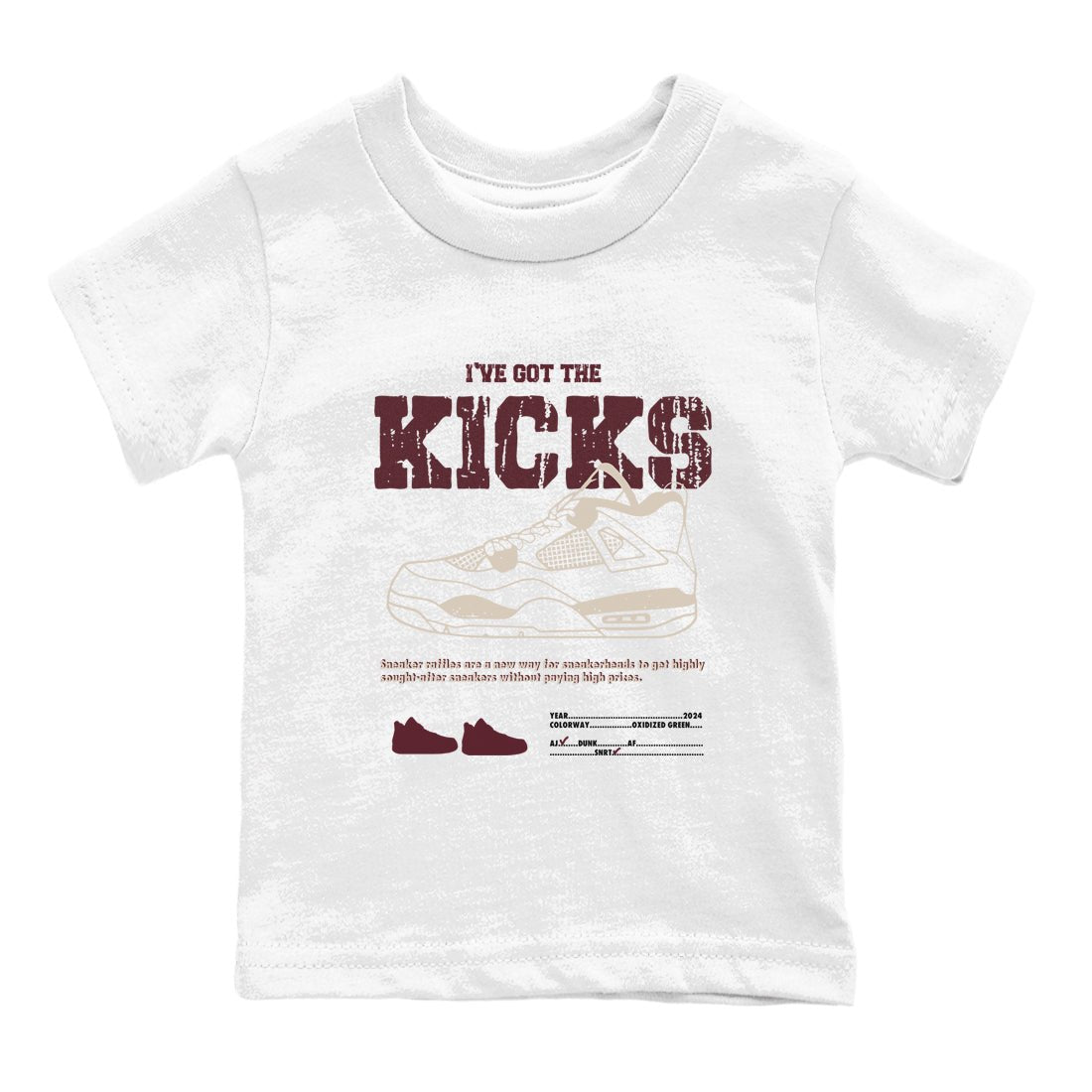 4s A Ma Maniere x Fossil Stone shirts to match jordans I've Got The Kicks sneaker match tees 4s A Ma Maniere x Fossil Stone match shoes to clothes SNRT Sneaker Tees Youth Baby White 2 tee