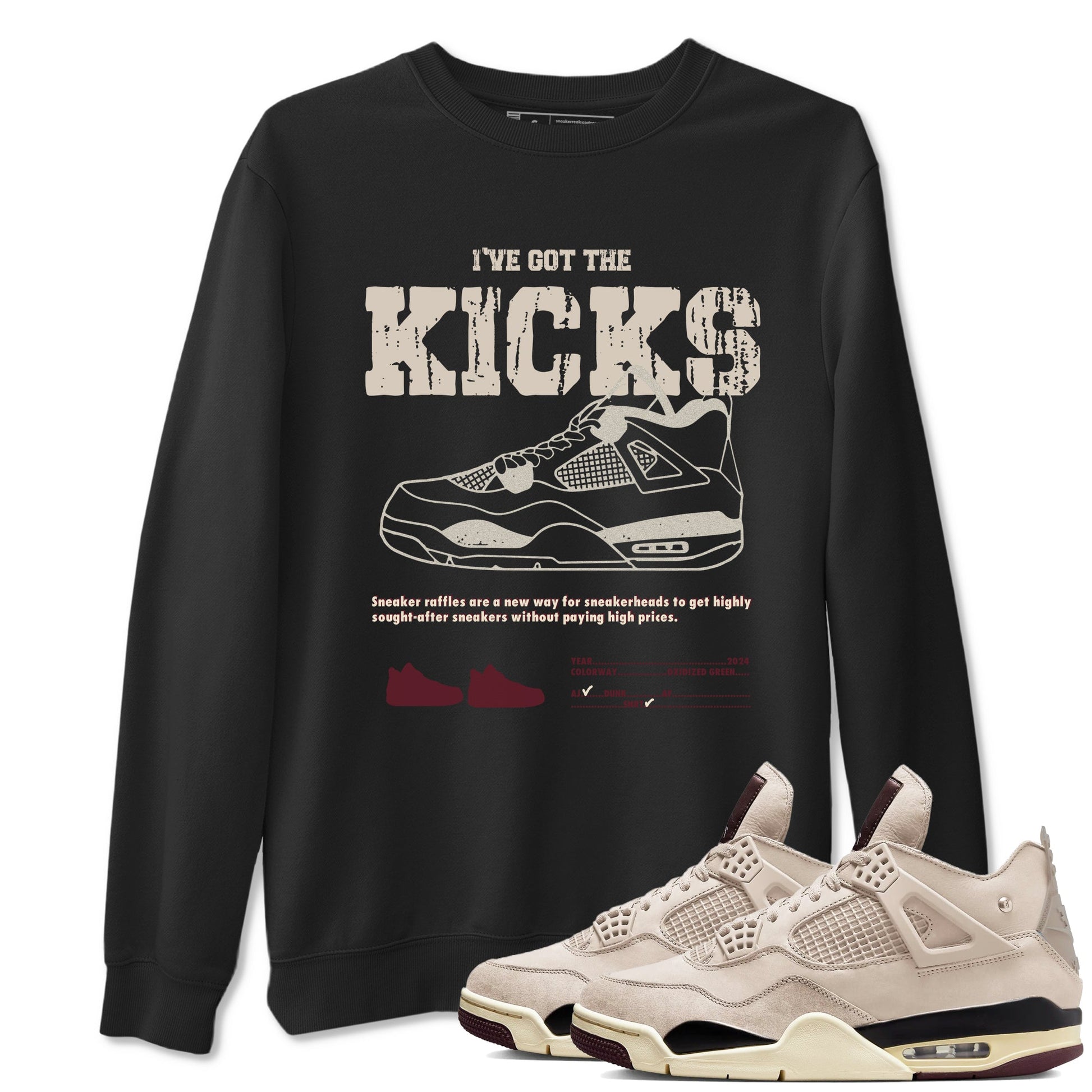 4s A Ma Maniere x Fossil Stone shirts to match jordans I've Got The Kicks sneaker match tees 4s A Ma Maniere x Fossil Stone match shoes to clothes SNRT Sneaker Tees unisex cotton Black 1 shirts