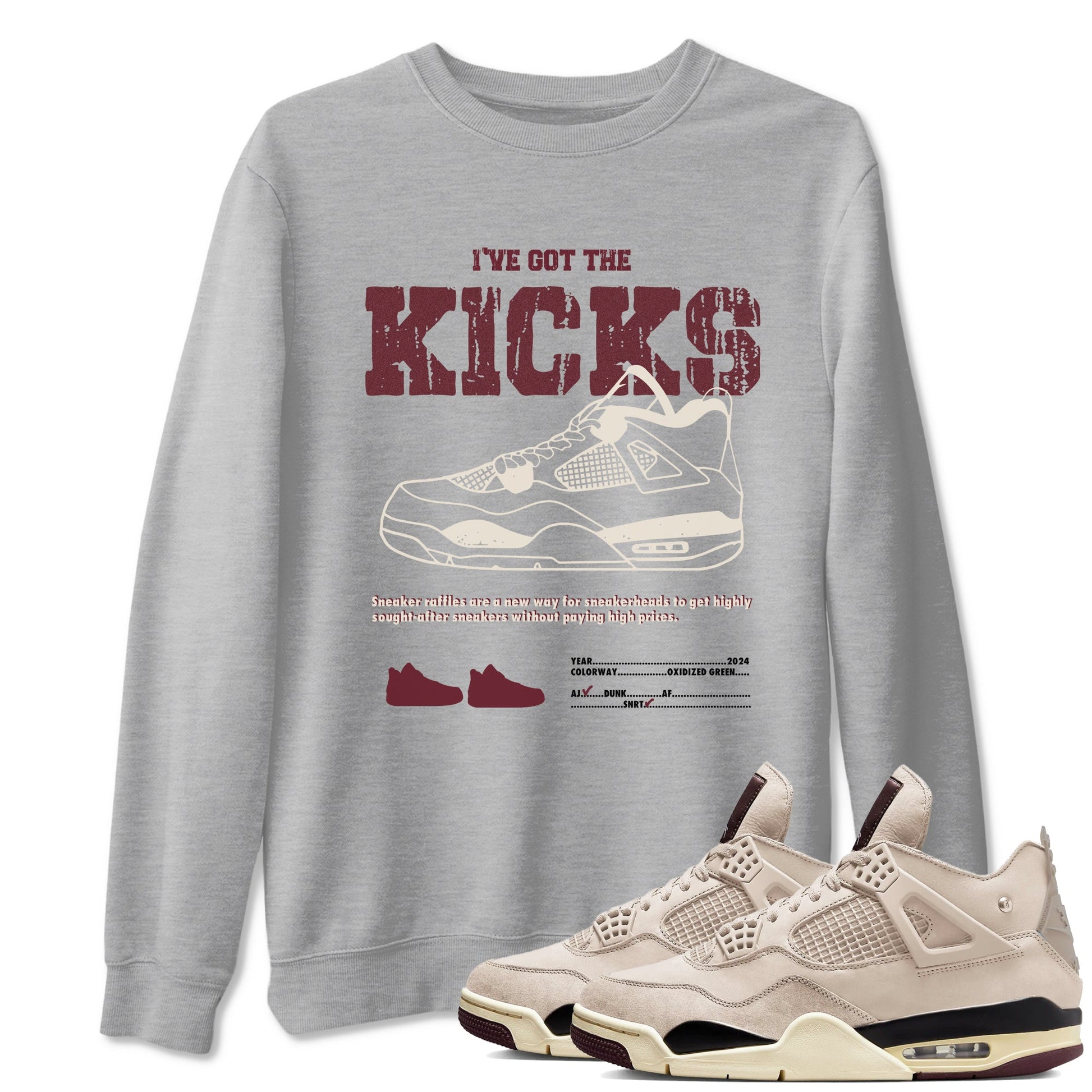 4s A Ma Maniere x Fossil Stone shirts to match jordans I've Got The Kicks sneaker match tees 4s A Ma Maniere x Fossil Stone match shoes to clothes SNRT Sneaker Tees unisex cotton Heather Grey 1 shirts