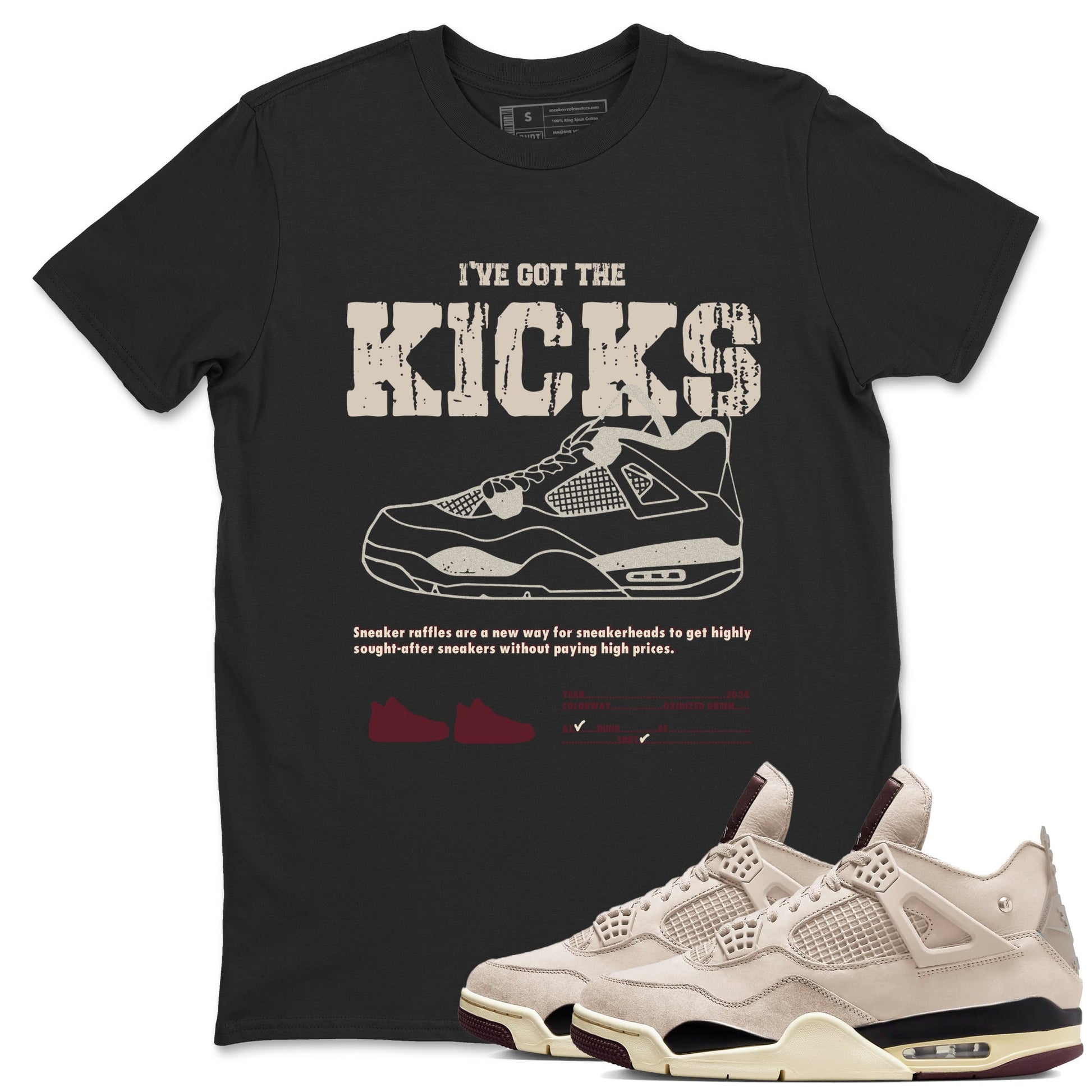 4s A Ma Maniere x Fossil Stone shirts to match jordans I've Got The Kicks sneaker match tees 4s A Ma Maniere x Fossil Stone match shoes to clothes SNRT Sneaker Tees unisex cotton Black 1 shirts