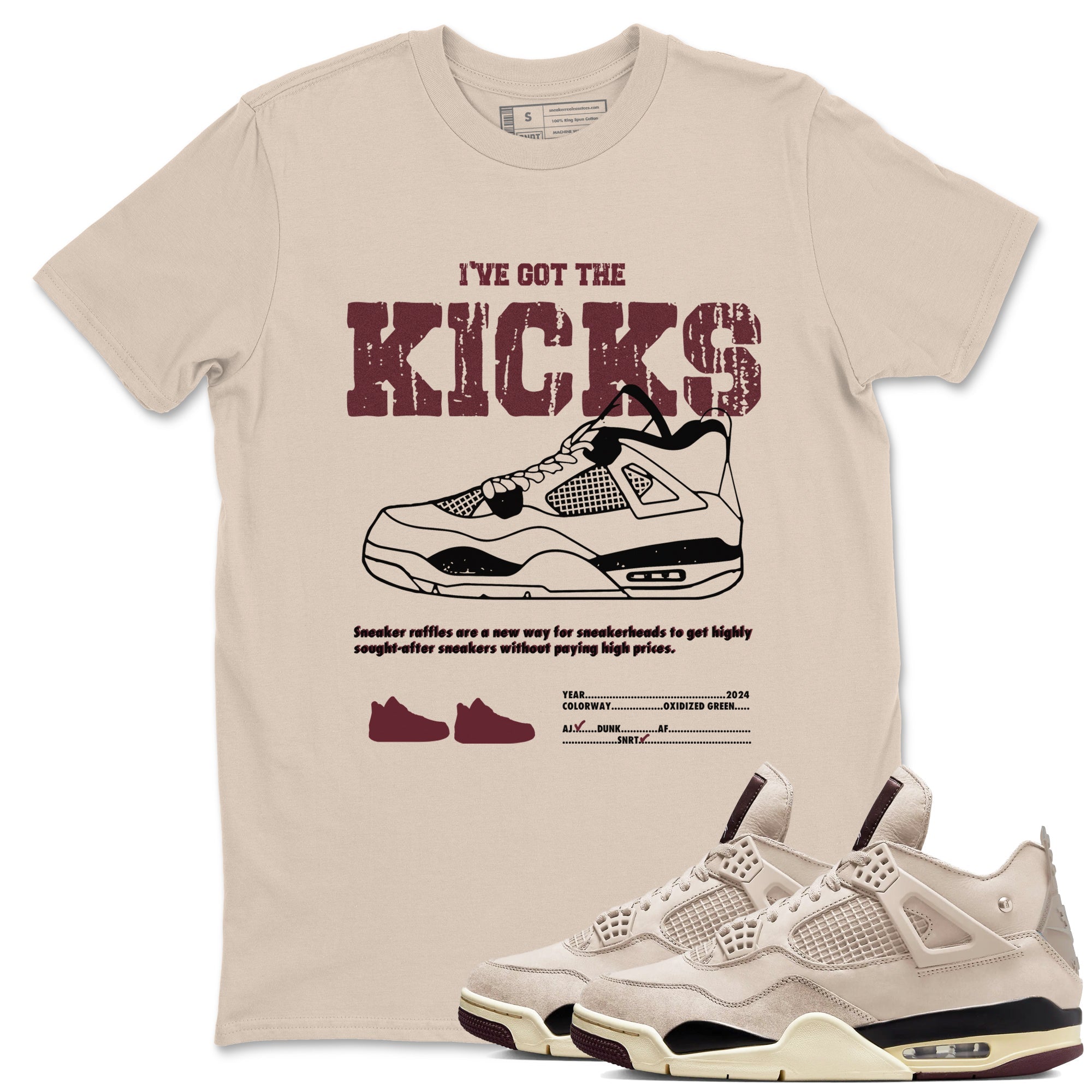 4s A Ma Maniere x Fossil Stone shirts to match jordans I've Got The Kicks sneaker match tees 4s A Ma Maniere x Fossil Stone match shoes to clothes SNRT Sneaker Tees unisex cotton Sand 1 shirts