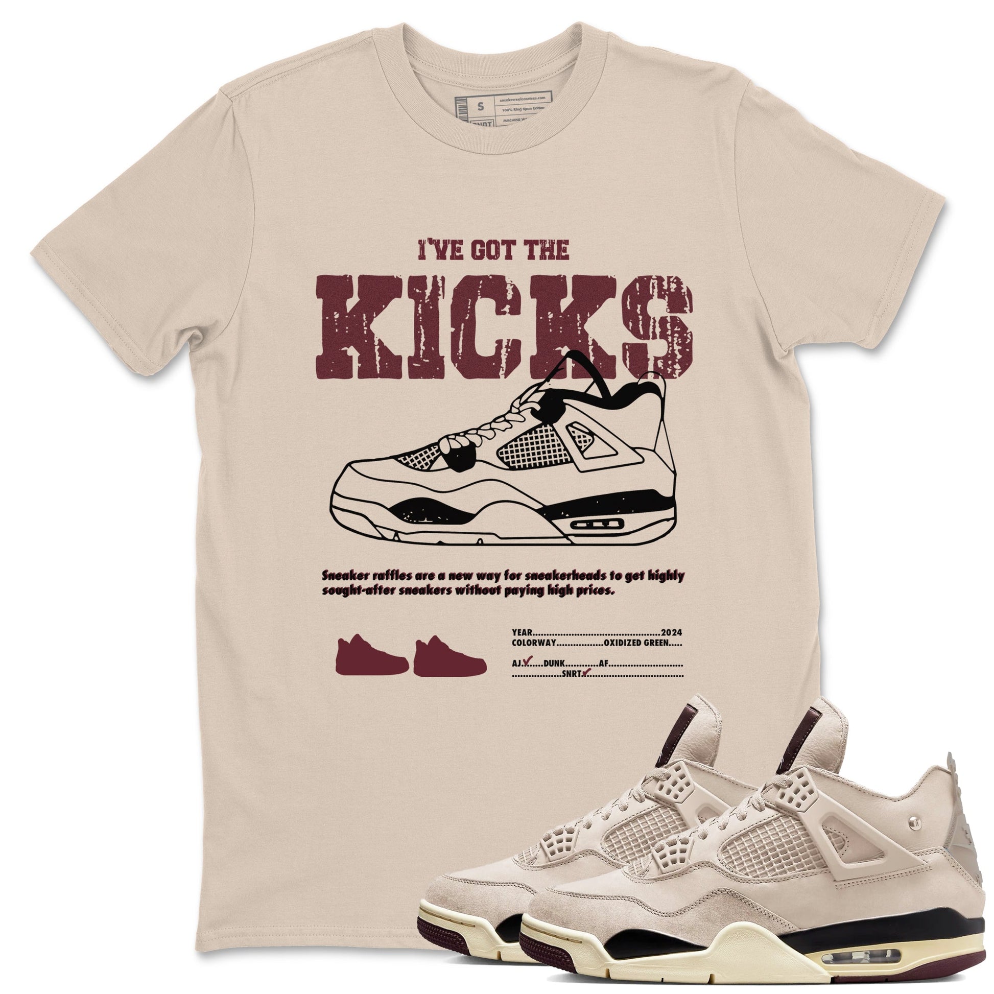 4s A Ma Maniere x Fossil Stone shirts to match jordans I've Got The Kicks sneaker match tees 4s A Ma Maniere x Fossil Stone match shoes to clothes SNRT Sneaker Tees unisex cotton Sand 1 shirts