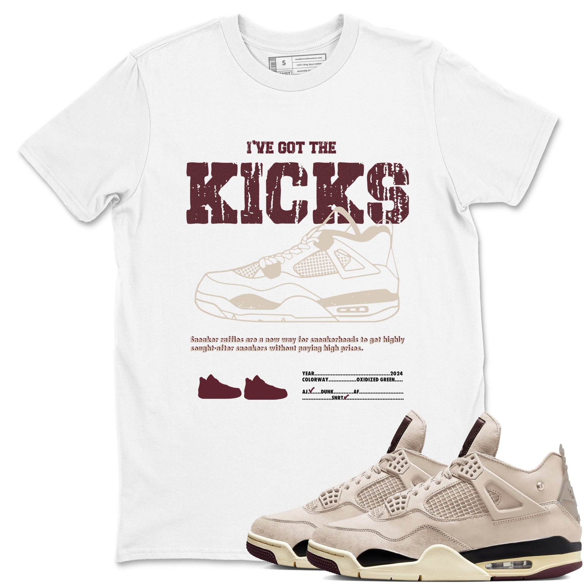 4s A Ma Maniere x Fossil Stone shirts to match jordans I've Got The Kicks sneaker match tees 4s A Ma Maniere x Fossil Stone match shoes to clothes SNRT Sneaker Tees unisex cotton White 1 shirts