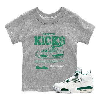 4s Oxidized Green shirts to match jordans I've Got The Kicks sneaker match tees Air Jordan 4 Oxidized Green SNRT Sneaker Tees streetwear brand Baby and Youth Heather Grey 1 cotton tee
