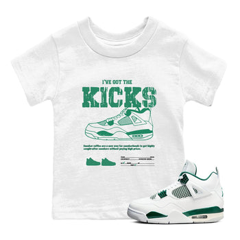 4s Oxidized Green shirts to match jordans I've Got The Kicks sneaker match tees Air Jordan 4 Oxidized Green SNRT Sneaker Tees streetwear brand Baby and Youth White 1 cotton tee