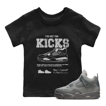 4s Wet Cement shirts to match jordans I've Got The Kicks sneaker match tees Air Jordan 4 SE Wet Cement SNRT Sneaker Release Tees Youth Baby Black 1 crew neck shirts
