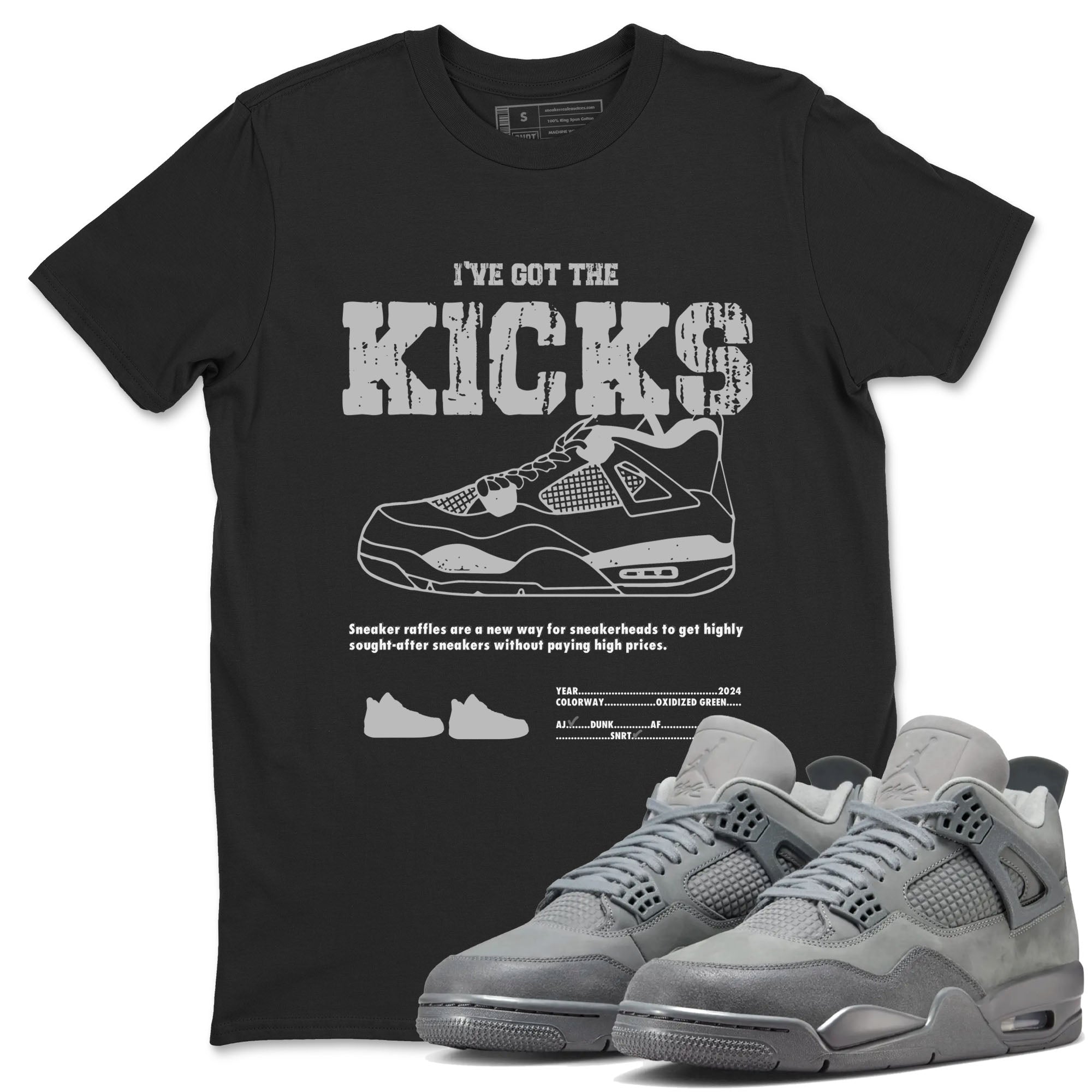 4s Wet Cement shirts to match jordans I've Got The Kicks sneaker match tees Air Jordan 4 SE Wet Cement SNRT Sneaker Release Tees unisex cotton Black 1 crew neck shirts
