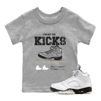 5s White Black shirts to match jordans I've Got The Kicks sneaker match tees Air Jordan 5 Retro White Black match shoes to clothes SNRT Sneaker Tees Youth Baby Heather Grey 1 tee