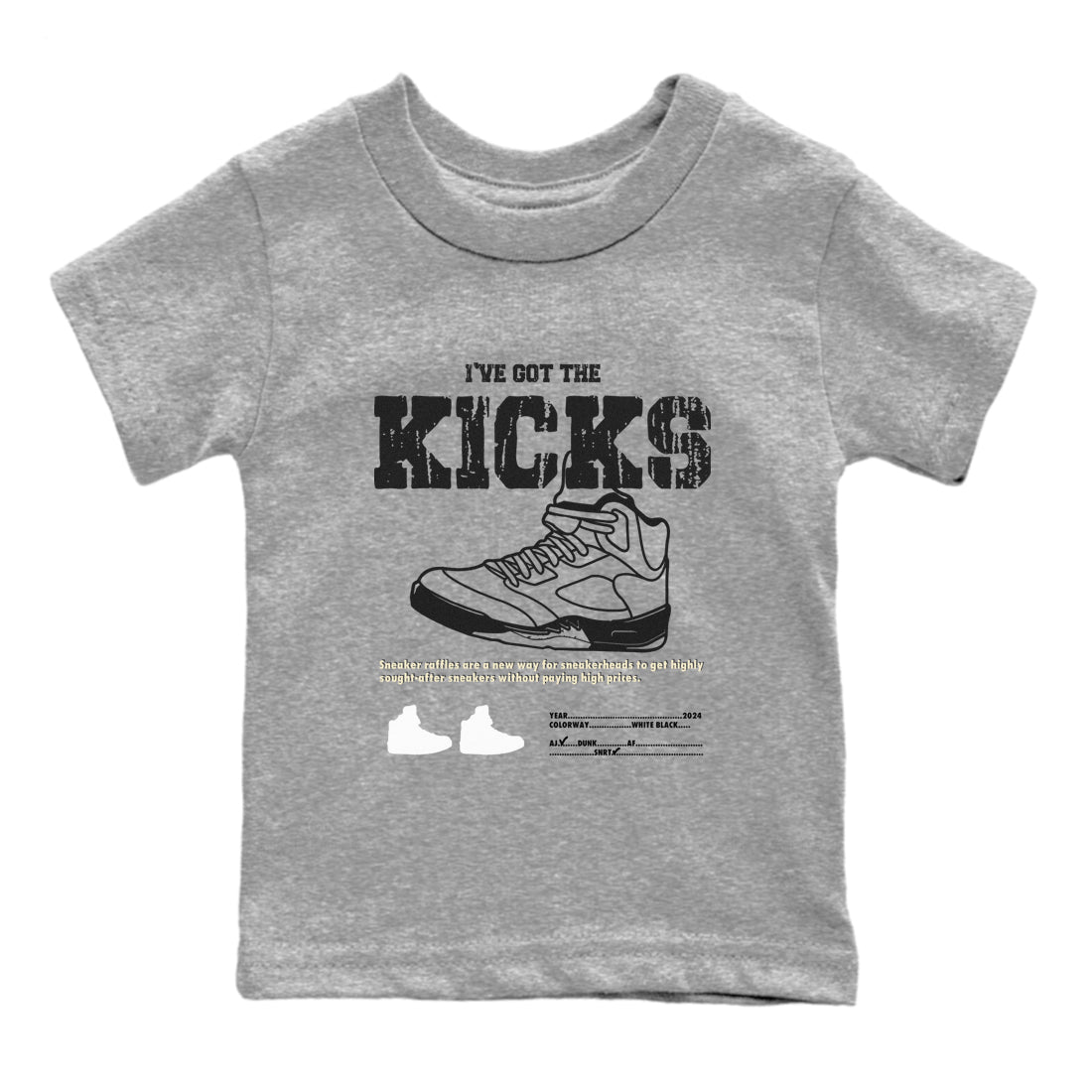 5s White Black shirts to match jordans I've Got The Kicks sneaker match tees Air Jordan 5 Retro White Black match shoes to clothes SNRT Sneaker Tees Youth Baby Heather Grey 2 tee