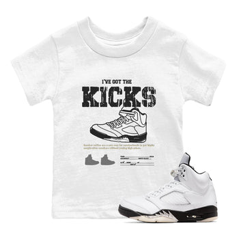 5s White Black shirts to match jordans I've Got The Kicks sneaker match tees Air Jordan 5 Retro White Black match shoes to clothes SNRT Sneaker Tees Youth Baby White 1 tee
