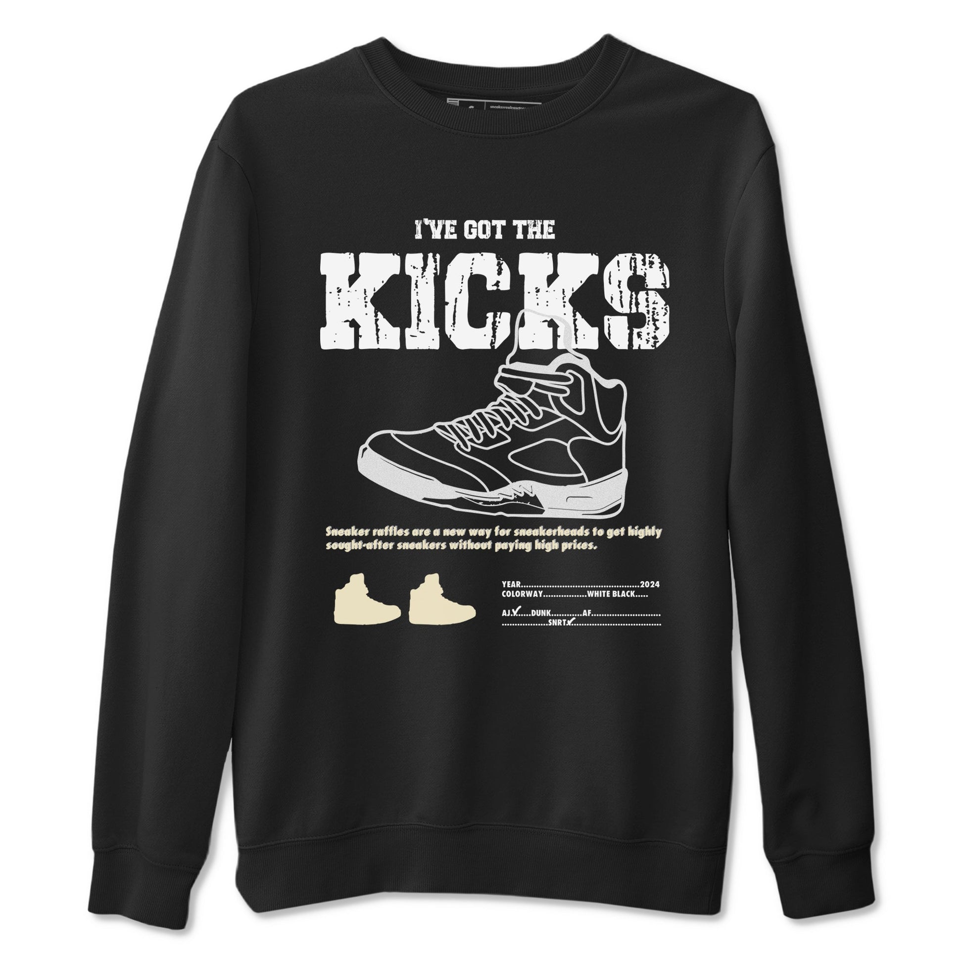 5s White Black shirts to match jordans I've Got The Kicks sneaker match tees Air Jordan 5 Retro White Black match shoes to clothes SNRT Sneaker Tees unisex cotton Black 2 shirts