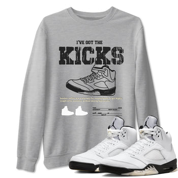 5s White Black shirts to match jordans I've Got The Kicks sneaker match tees Air Jordan 5 Retro White Black match shoes to clothes SNRT Sneaker Tees unisex cotton Heather Grey 1 shirts