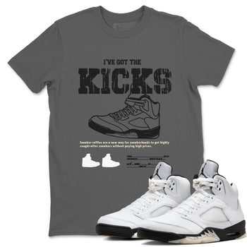 5s White Black shirts to match jordans I've Got The Kicks sneaker match tees Air Jordan 5 Retro White Black match shoes to clothes SNRT Sneaker Tees unisex cotton Cool Grey 1 shirts