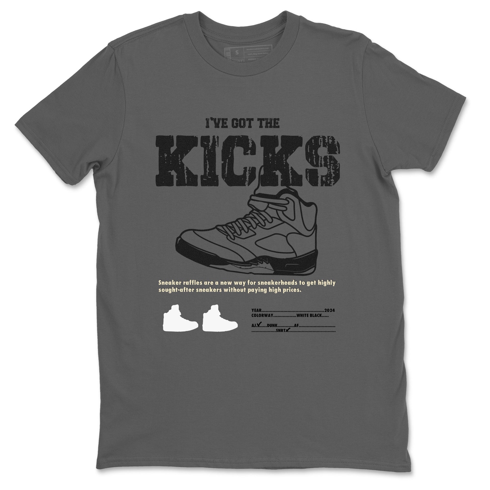 5s White Black shirts to match jordans I've Got The Kicks sneaker match tees Air Jordan 5 Retro White Black match shoes to clothes SNRT Sneaker Tees unisex cotton Cool Grey 2 shirts