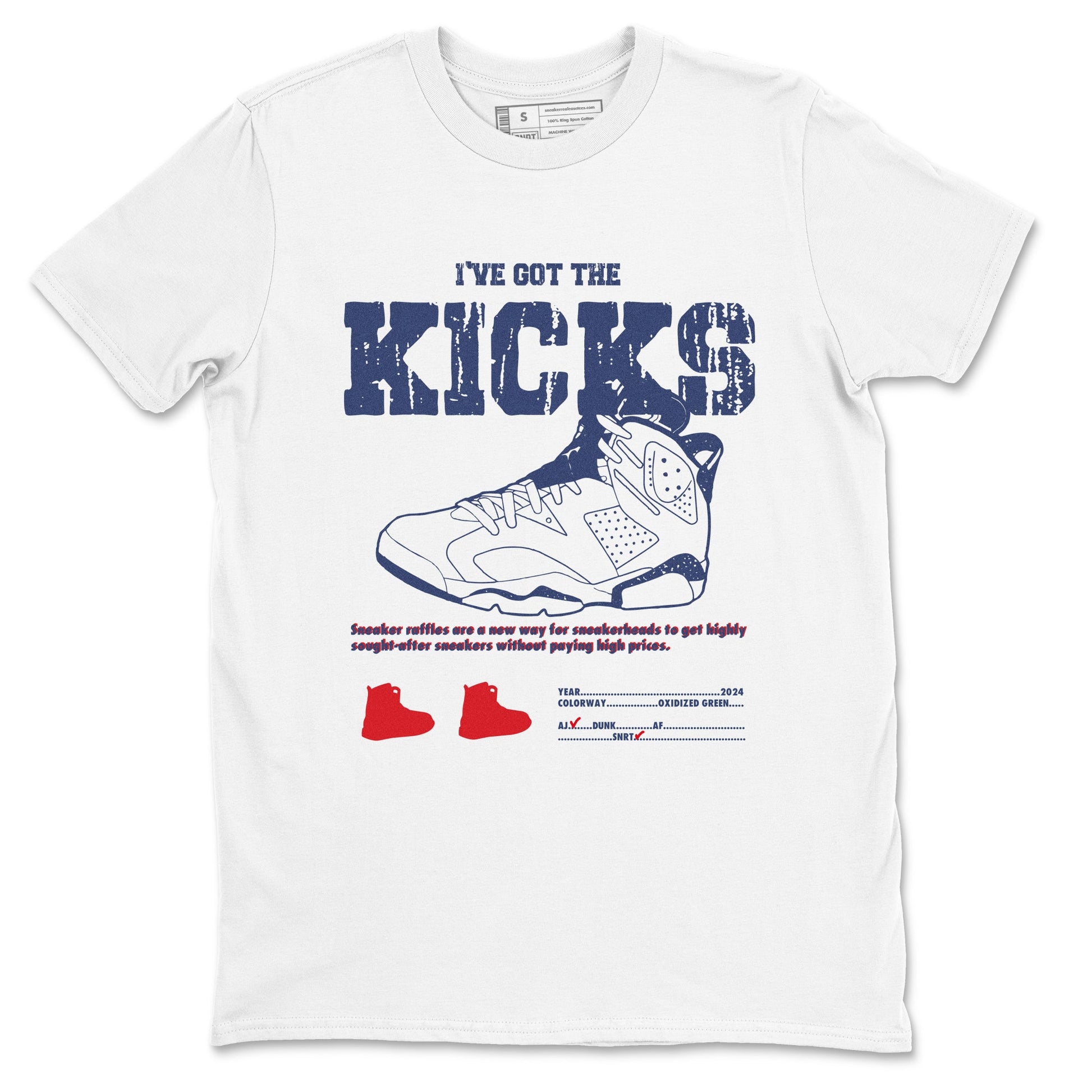6s Olympic shirts to match jordans I've Got The Kicks sneaker match tees Air Jordan 6 Olympic SNRT Sneaker Tees streetwear brand White 2 unisex cotton tee