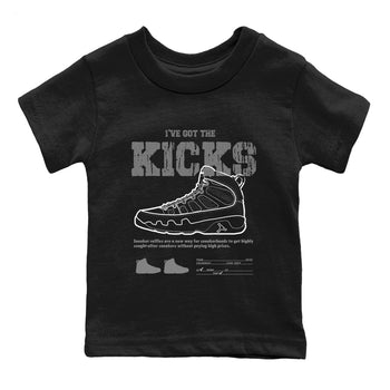 9s Cool Grey shirts to match jordans I've The Got The Kicks sneaker match tees Air Jordan 9 Retro Cool Grey match shoes to clothes SNRT Sneaker Tees Youth Baby Black 2 tee