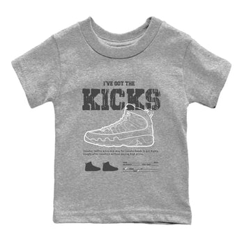 9s Cool Grey shirts to match jordans I've The Got The Kicks sneaker match tees Air Jordan 9 Retro Cool Grey match shoes to clothes SNRT Sneaker Tees Youth Baby Heather Grey 2 tee