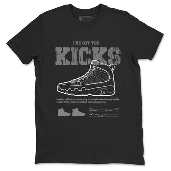 9s Cool Grey shirts to match jordans I've The Got The Kicks sneaker match tees Air Jordan 9 Retro Cool Grey match shoes to clothes SNRT Sneaker Tees unisex cotton Black 2 shirts