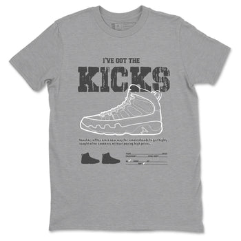 9s Cool Grey shirts to match jordans I've The Got The Kicks sneaker match tees Air Jordan 9 Retro Cool Grey match shoes to clothes SNRT Sneaker Tees unisex cotton Heather Grey 2 shirts