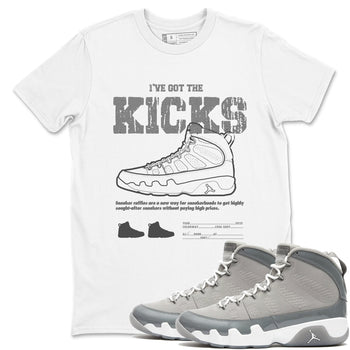 9s Cool Grey shirts to match jordans I've The Got The Kicks sneaker match tees Air Jordan 9 Retro Cool Grey match shoes to clothes SNRT Sneaker Tees unisex cotton White 1 shirts