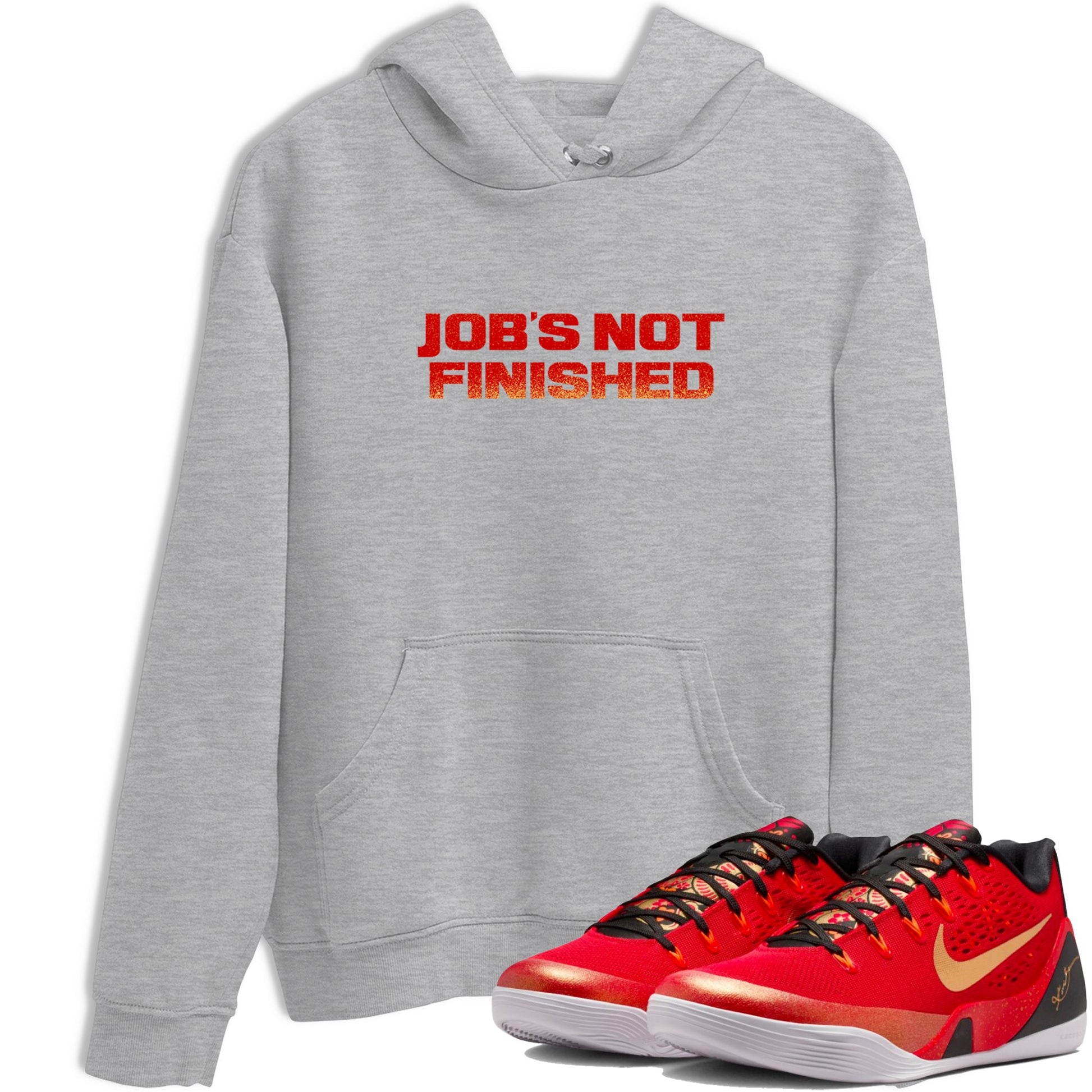 Best Christmas gifts for sneakerheads  – Sneaker Tees To Match Nike KB 9 China Sneakers – Job's Not Finished Graphic Tee Heather Grey 1