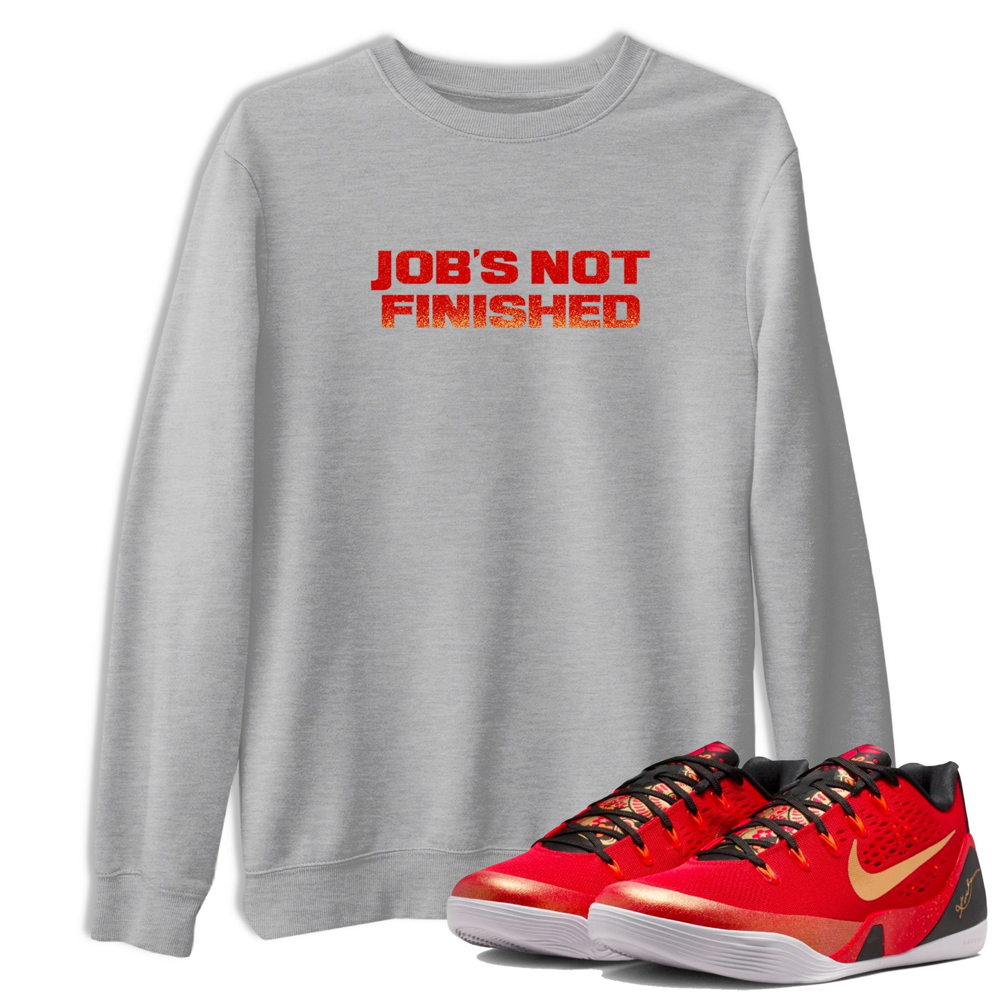 Best Christmas gifts for sneakerheads  – Sneaker Tees To Match Nike KB 9 China Sneakers – Job's Not Finished Graphic Tee Heather Grey 1