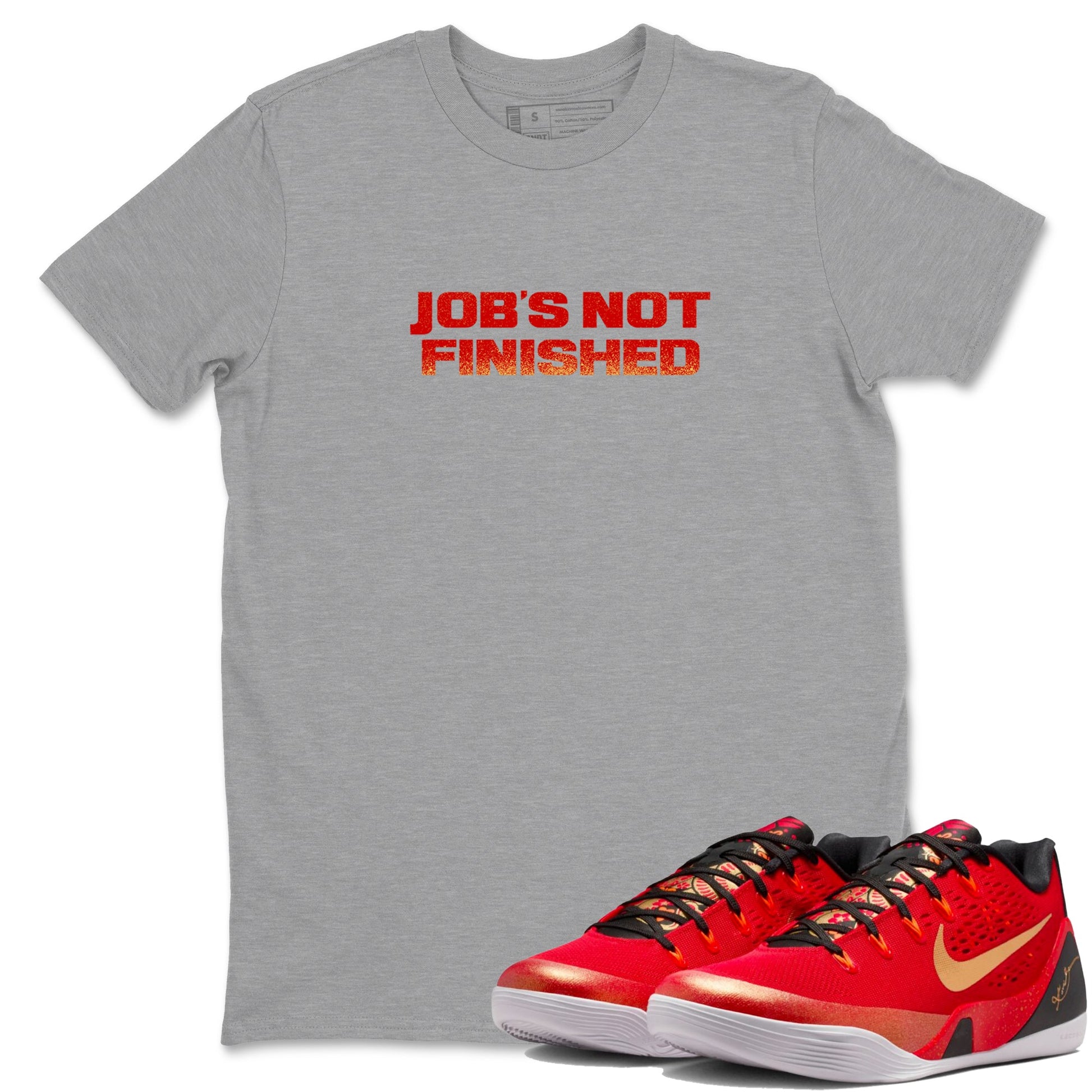 Best Christmas gifts for sneakerheads  – Sneaker Tees To Match Nike KB 9 China Sneakers – Job's Not Finished Graphic Tee Heather Grey 1