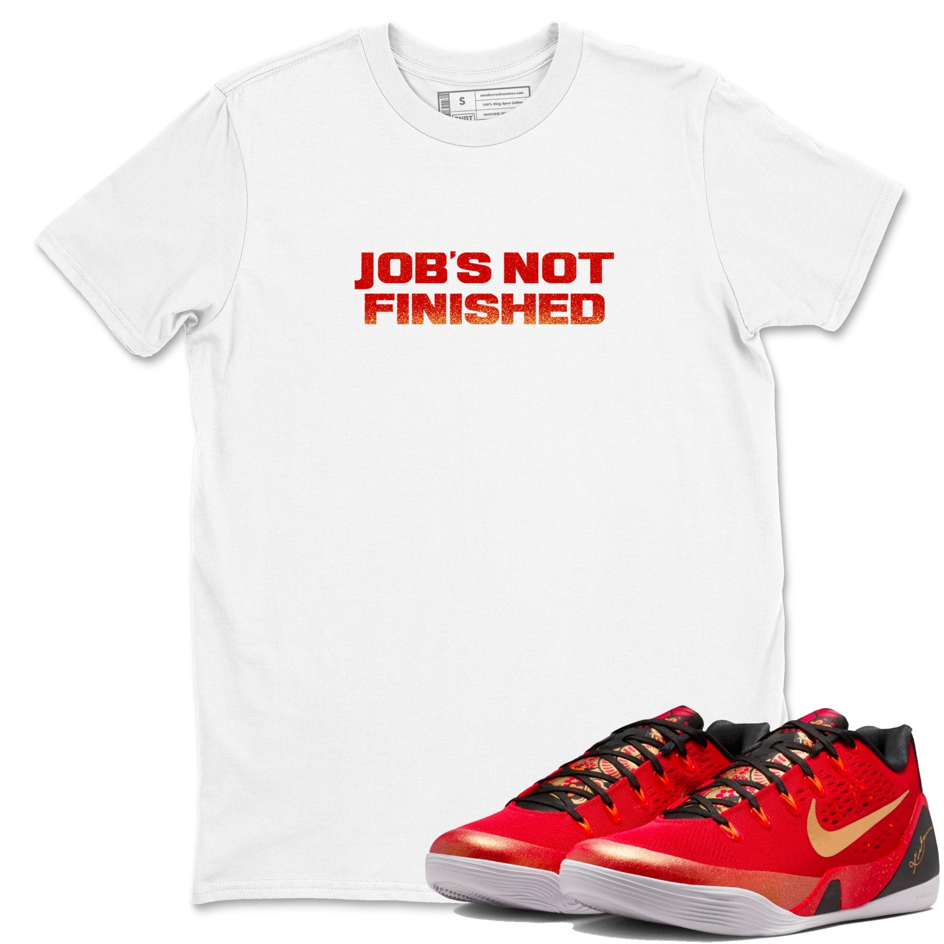Best Christmas gifts for sneakerheads  – Sneaker Tees To Match Nike KB 9 China Sneakers – Job's Not Finished Graphic Tee White 1