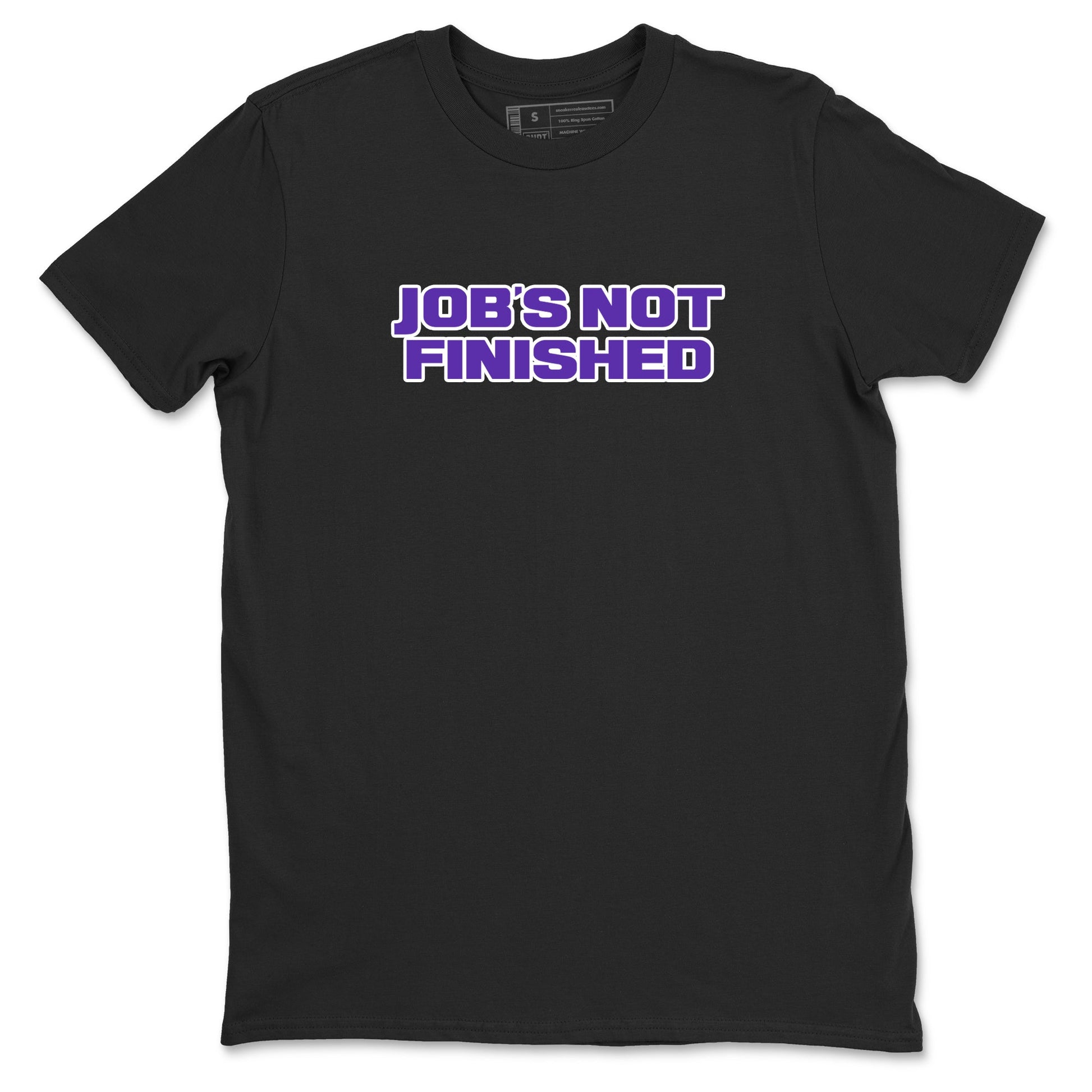 Sneaker Threads – Sneaker Tees To Match Nike KB 9 Hyper Grape – Job's Not Finished Graphic Tee Black 2. Perfect for Jordan releases 2025 colorways. Perfect for purple basketball sneaker releases and legacy-inspired colorways for 2025 hoopers.