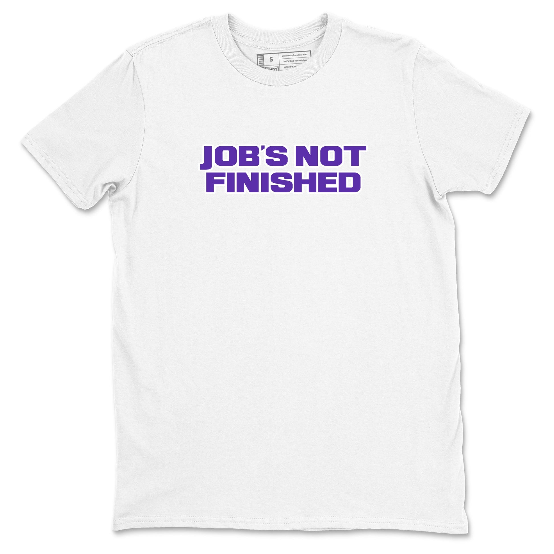 Sneaker Threads – Sneaker Tees To Match Nike KB 9 Hyper Grape – Job's Not Finished Graphic Tee White 2. Perfect for Jordan releases 2025 colorways. Perfect for purple basketball sneaker releases and legacy-inspired colorways for 2025 hoopers.