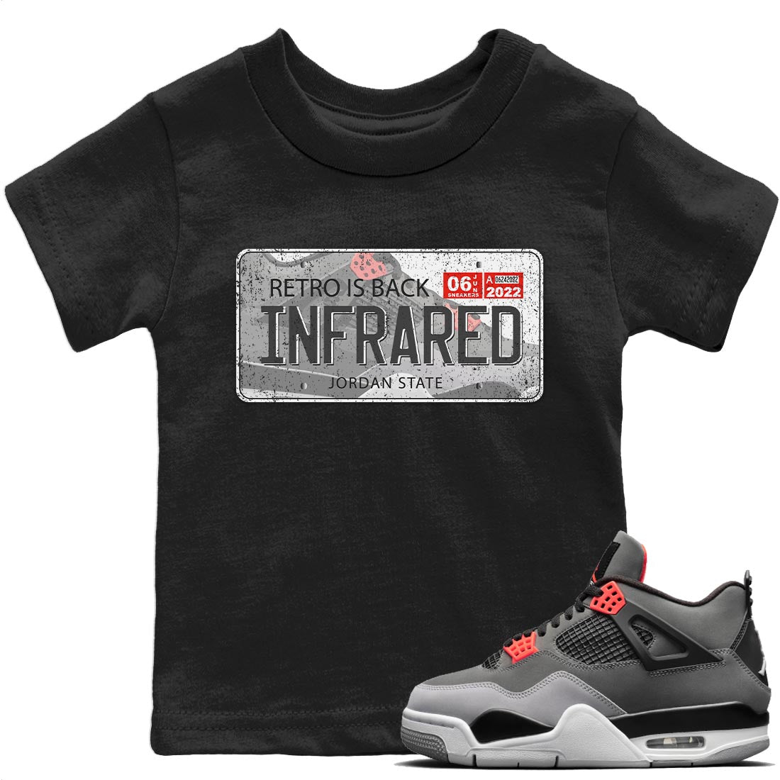 Jordan Plate Kids Tops - Air Jordan 4 Infrared - SNRT Sneaker T-shirts