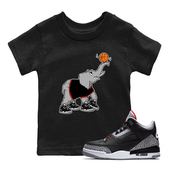3s Black Cement shirts to match jordans Juggling Elephant sneaker match tees Air Jordan 3 Retro OG Black Cement match shoes to clothes SNRT Sneaker Tees Youth Baby Black 1 tee