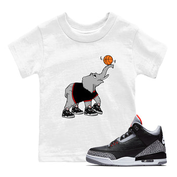 3s Black Cement shirts to match jordans Juggling Elephant sneaker match tees Air Jordan 3 Retro OG Black Cement match shoes to clothes SNRT Sneaker Tees Youth Baby White 1 tee