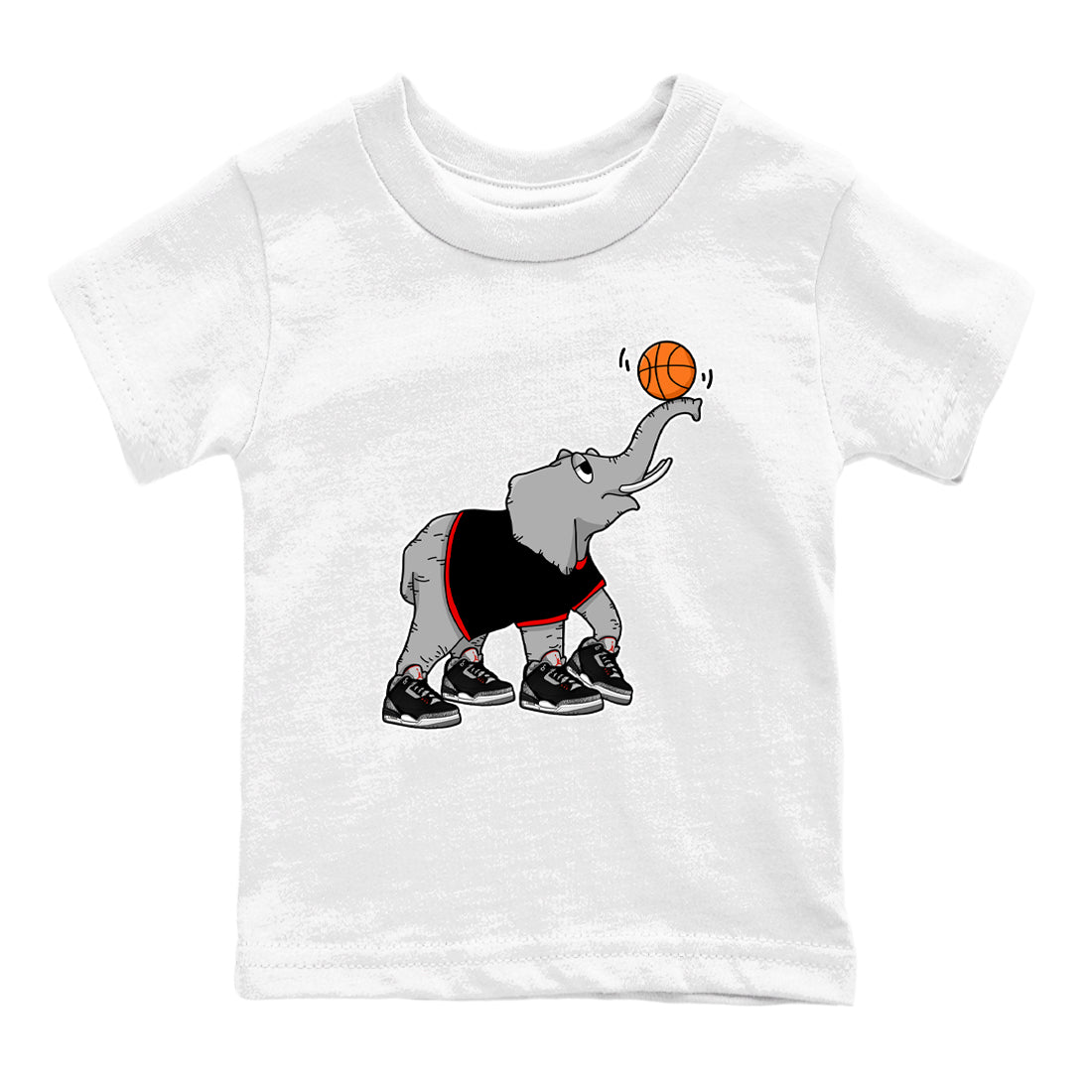 3s Black Cement shirts to match jordans Juggling Elephant sneaker match tees Air Jordan 3 Retro OG Black Cement match shoes to clothes SNRT Sneaker Tees Youth Baby White 2 tee