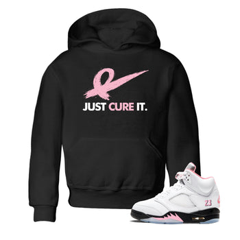 Sneaker Threads Sneaker Tees To Match Air Jordan 5 Medium Soft Pink Just Cure It Youth Graphic Tee Black 1. Perfect for Jordan releases 2025 colorways. breast cancer awareness.