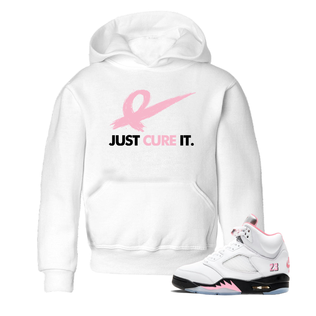 Sneaker Threads Sneaker Tees To Match Air Jordan 5 Medium Soft Pink Just Cure It Youth Graphic Tee White 1. Perfect for Jordan releases 2025 colorways. breast cancer awareness.