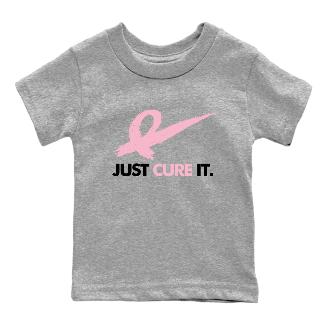 Sneaker Threads Sneaker Tees To Match Air Jordan 5 Medium Soft Pink Just Cure It Youth Graphic Tee Heather Grey 2. Perfect for Jordan releases 2025 colorways. breast cancer awareness.