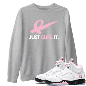 Sneaker Threads Sneaker Tees To Match Air Jordan 5 Medium Soft Pink Just Cure It Graphic Tee Heather Grey 1. Perfect for Jordan releases 2025 colorways. breast cancer awareness.