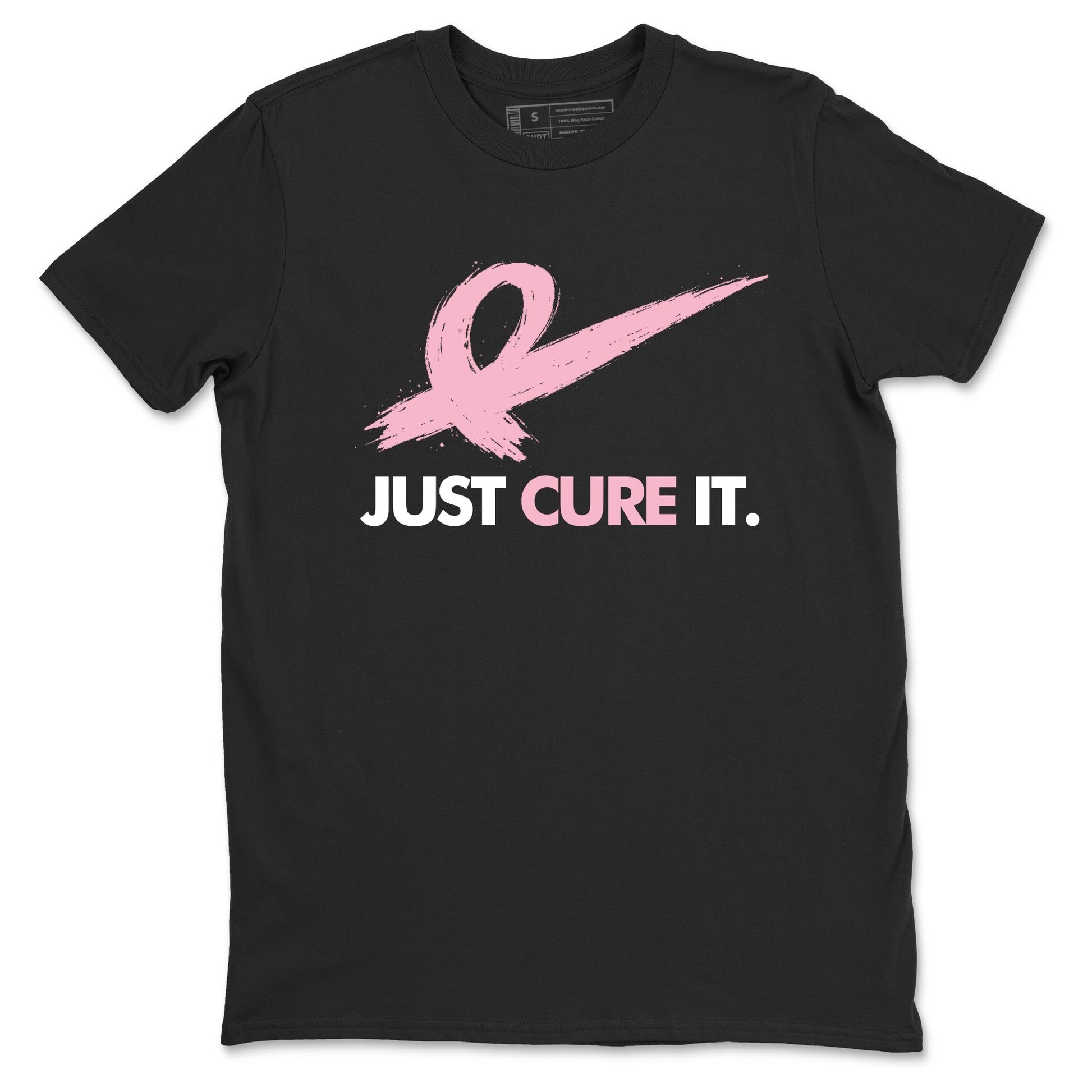 Sneaker Threads Sneaker Tees To Match Air Jordan 5 Medium Soft Pink Just Cure It Graphic Tee Black 2. Perfect for Jordan releases 2025 colorways. breast cancer awareness.