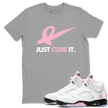 Sneaker Threads Sneaker Tees To Match Air Jordan 5 Medium Soft Pink Just Cure It Graphic Tee Heather Grey 1. Perfect for Jordan releases 2025 colorways. breast cancer awareness.