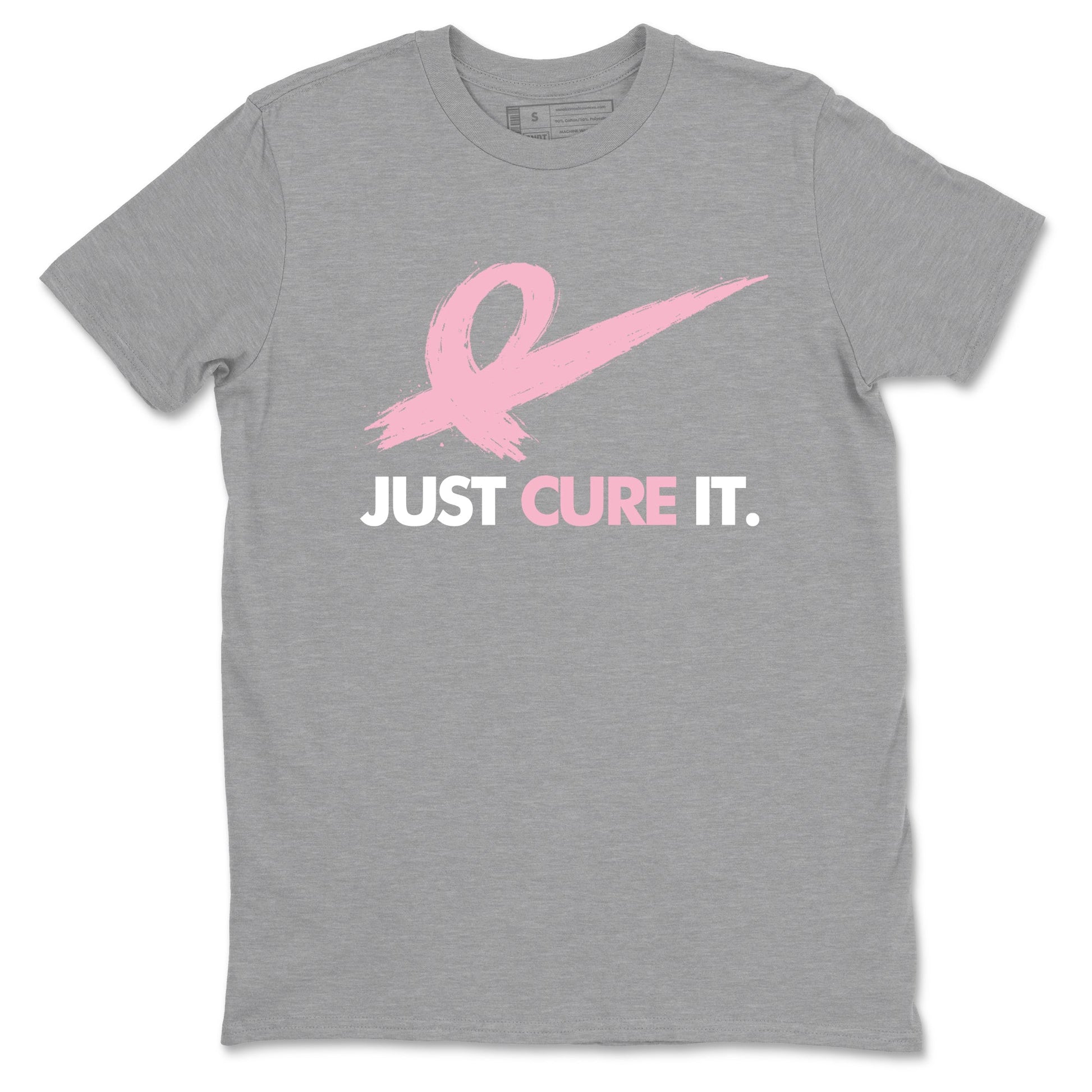 Sneaker Threads Sneaker Tees To Match Air Jordan 5 Medium Soft Pink Just Cure It Graphic Tee Heather Grey 2. Perfect for Jordan releases 2025 colorways. breast cancer awareness.
