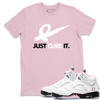 Sneaker Threads Sneaker Tees To Match Air Jordan 5 Medium Soft Pink Just Cure It Graphic Tee Pink 1. Perfect for Jordan releases 2025 colorways. breast cancer awareness.