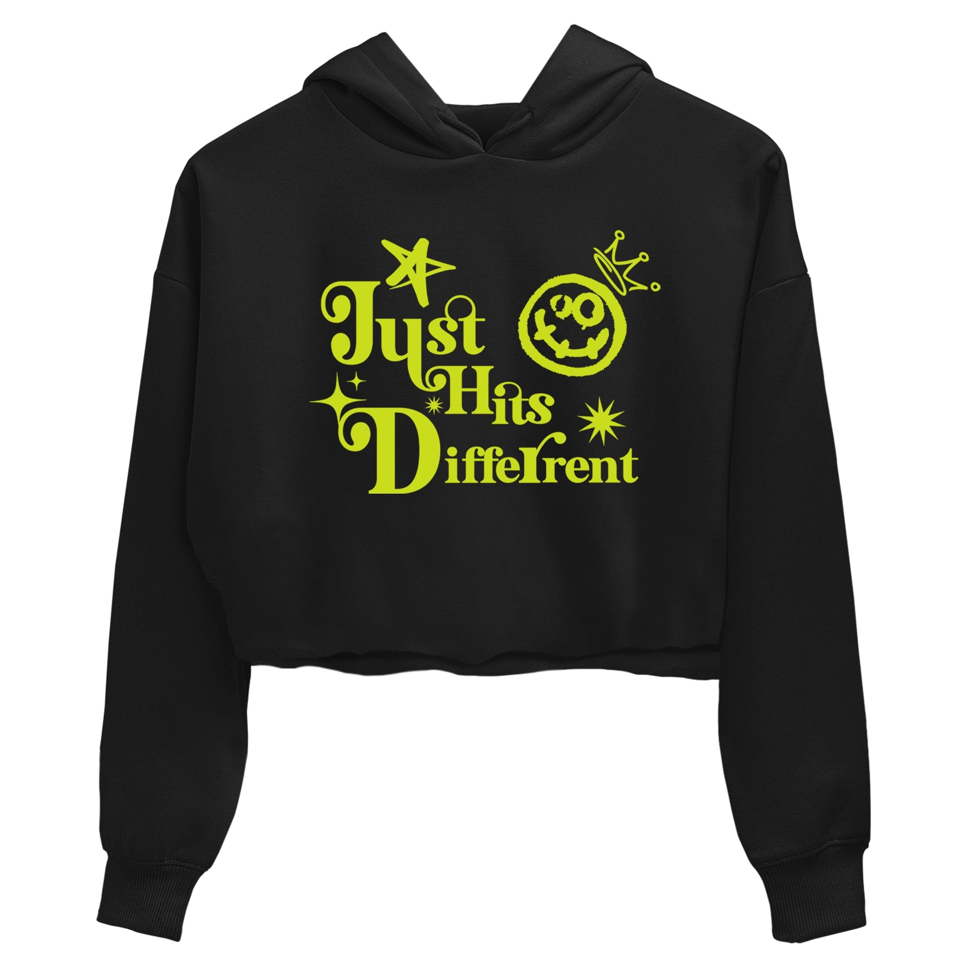 Foams One Black Volt shirts to match jordans Just Hits Different sneaker match tees Air Foamposite One Black and Volt match shoes to clothes SNRT Sneaker Tees unisex cotton Black 2 crop tee
